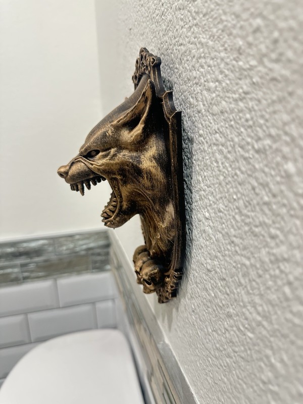 Hand Painted Gothic Werewolf Head Wall Art Plaque Mount Horror Home Decor 9” gallery