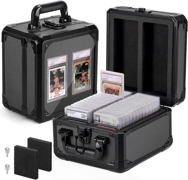 Graded Card Storage Box with Display Window – Protable Aluminum Alloy Slab Ca…