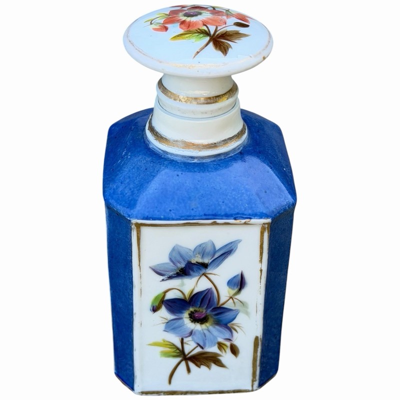 Antique Old Paris Cologne Perfume Bottle French Vanity Floral Flowers Gilded Vtg gallery