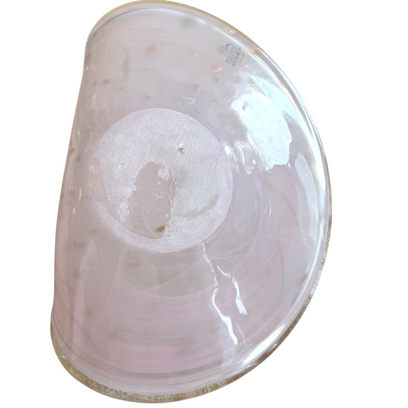 Murano Pink Swirl Aventurine Handkerchief Art Glass Bowl Made in Italy Decor gallery