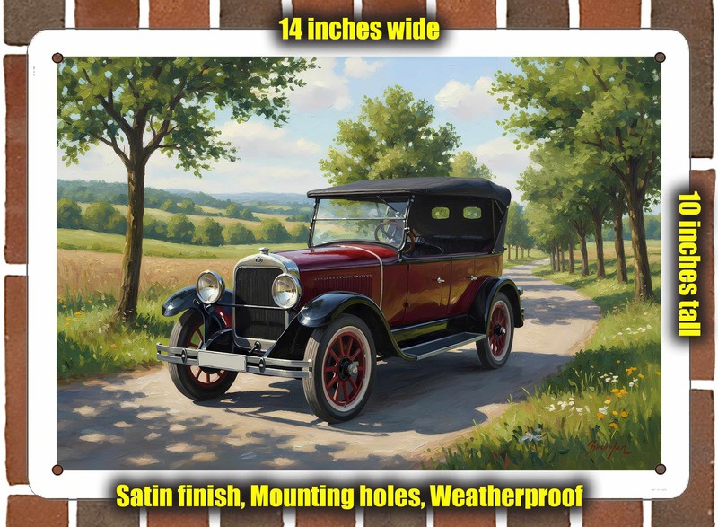Metal Sign – 1922 Stanley 735 Touring Oil Painting – 14×10
