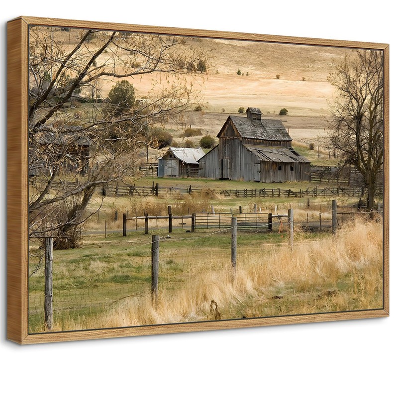 Framed Rustic Farmhouse Canvas Wall Art Vintage Barn picture Wall Decor Count…