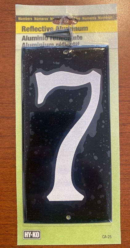 HY-KO Reflective Aluminum 3-1/2" Numbers 0, 2, 3, 4, 6, 7, 8, 9 Size 5" x 2 1/2" gallery