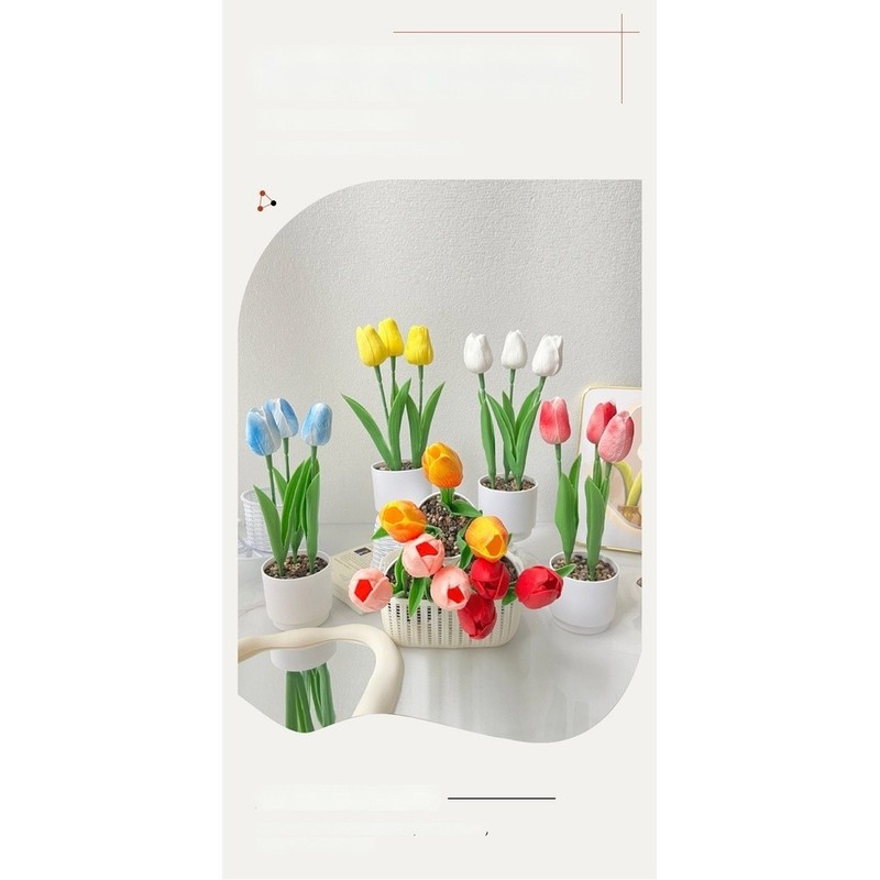 Plastic PVC Artificial Tulip Nordic Design Potted Plant for Photo Prop Use gallery