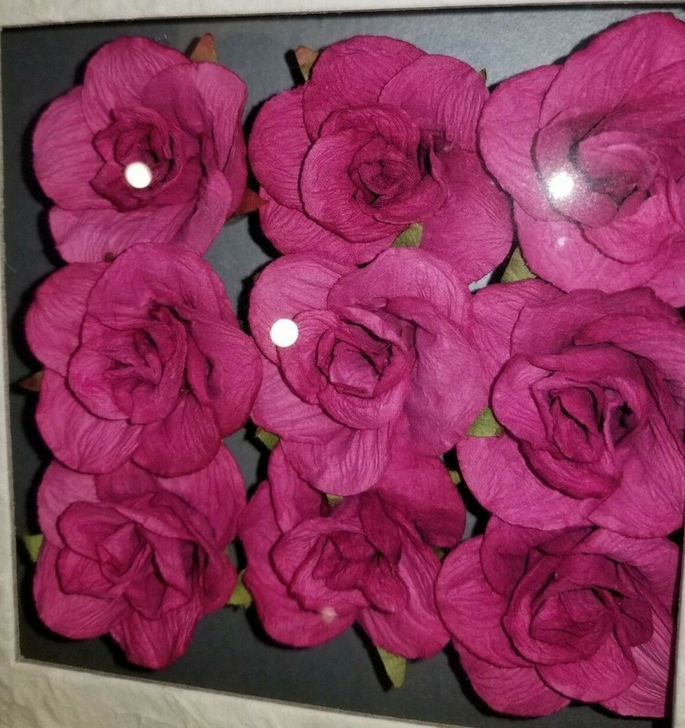 Hanging Shadow Box 91/2″ x 21/4″ Fuchsia Roses Lovely made in Thailand NEW
