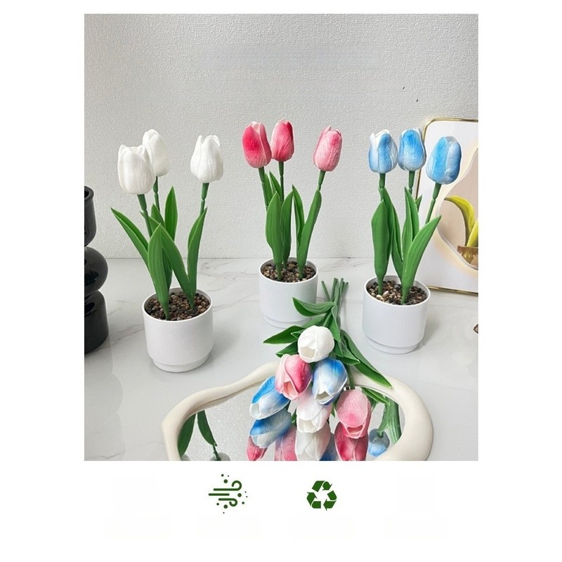 Plastic PVC Artificial Tulip Nordic Design Potted Plant for Photo Prop Use gallery