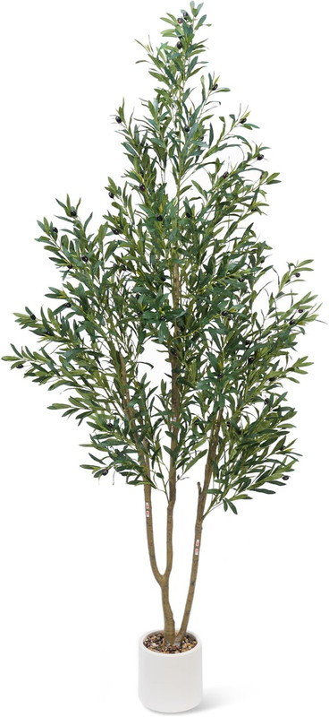 7FT Olive Tree Faux Plant with Pot – Realistic Indoor Decor for Home & Office