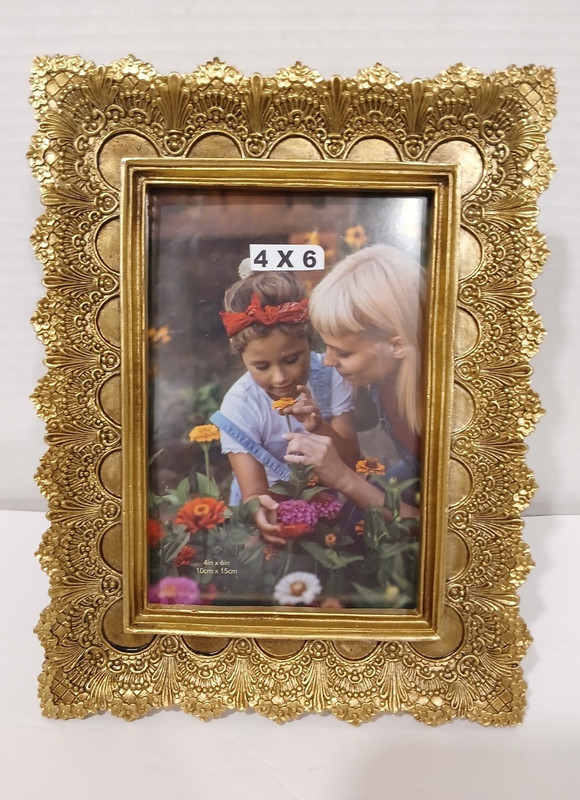 4×6 Ornate Gold Tone Picture Frame Tabletop & Wall Mount Vintage Style New