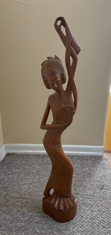 Rare Vintage 1960’s Wood Carving of a Folk Art Dancer from Indonesia.