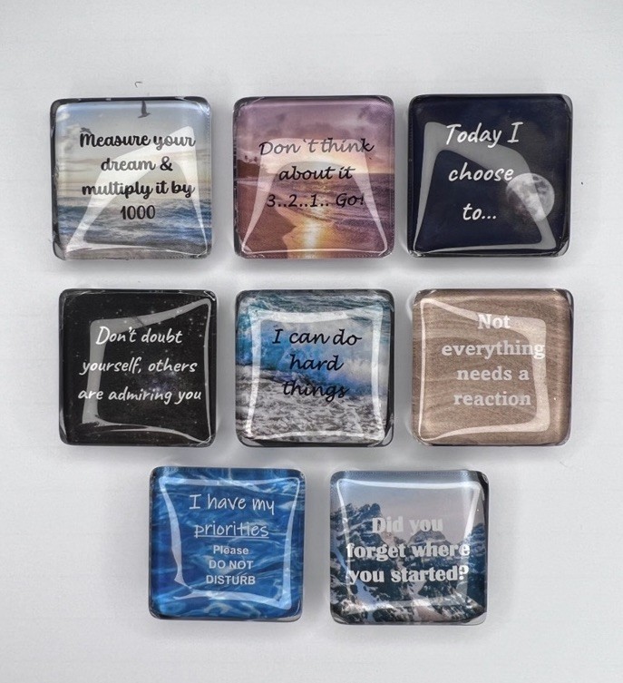 16 Glass Magnets with Inspiring Quotes for Décor and Daily Motivatio