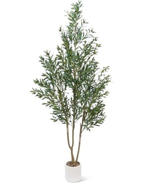 Olive Tree 7FT Fake Tree Faux Plants Indoor with Pot Artificial Tree 7ft 1in