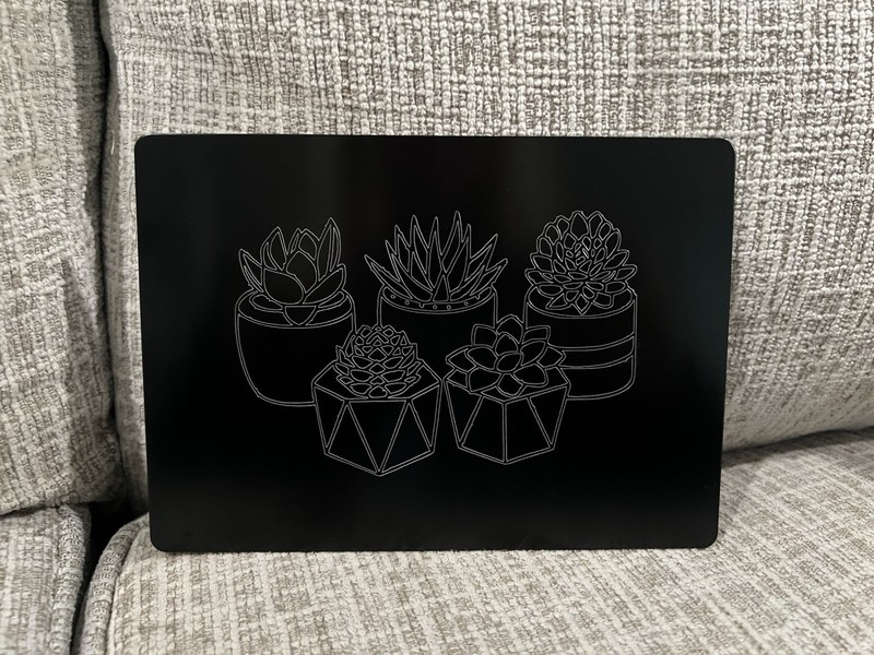 Engraved Succulent 5 x 7 in Thin Black Aluminum Sign