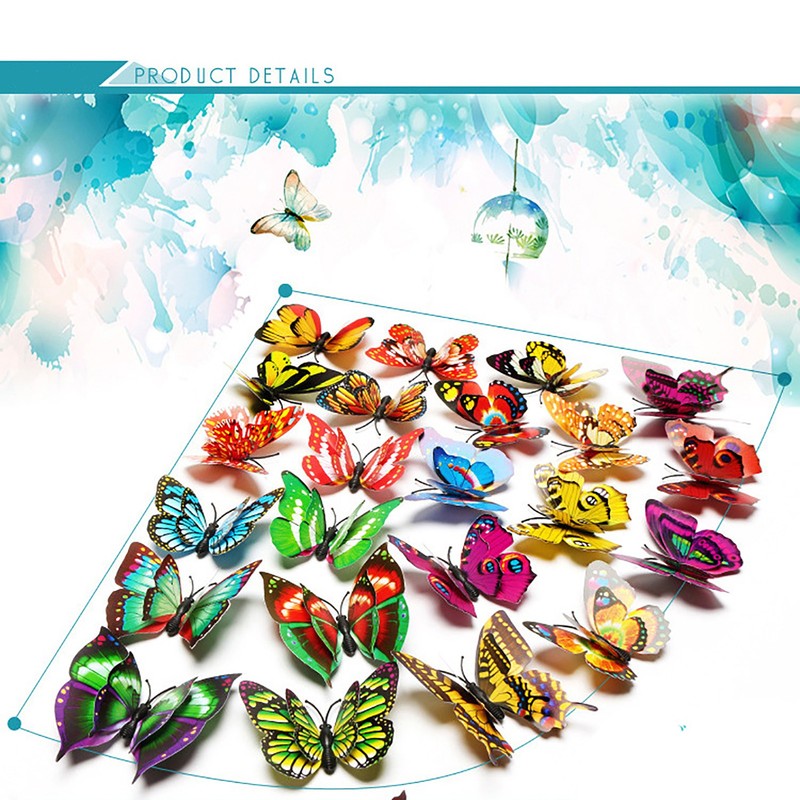 7cm 3D Mixed Color Double Layer Butterflies With Magnet Home Decoration Stickers gallery