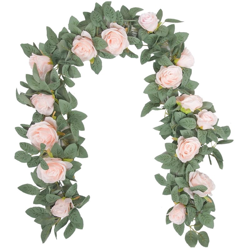 Romantic Pink Rose Garland Set