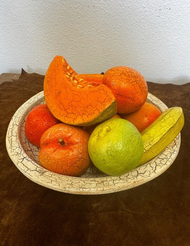 Vintage Alabaster Stone Fruit Italian Primitive Set 9 Piece & Bowl