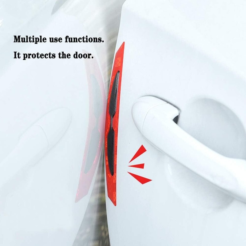 8pcs Universal 3D Carbon Fiber Car Door Handle Paint Scratch Protector Red gallery