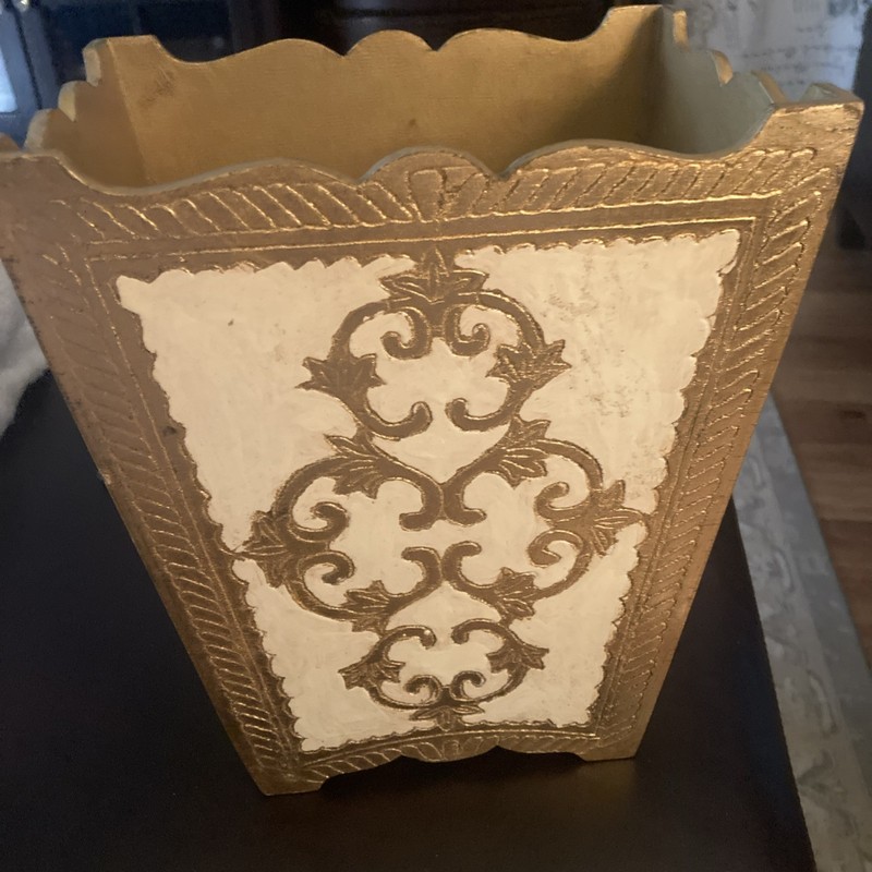 Vintage Italian Waste Paper Basket Florentine Gold Gilt Wood so Lovely