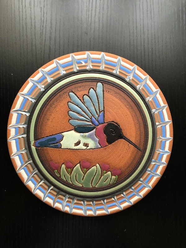 Bruce Linder Southwestern Wall Art Plaque Terracotta Hummingbird CA Artist