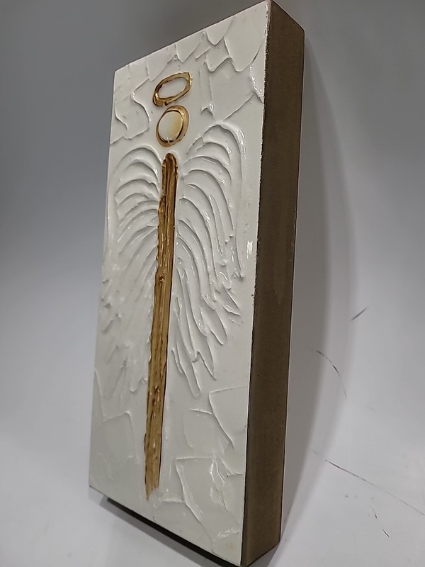 Wooden Hand-Painted Angel Textured And Lacquered Art Plaque Shelf Sitter Holiday gallery