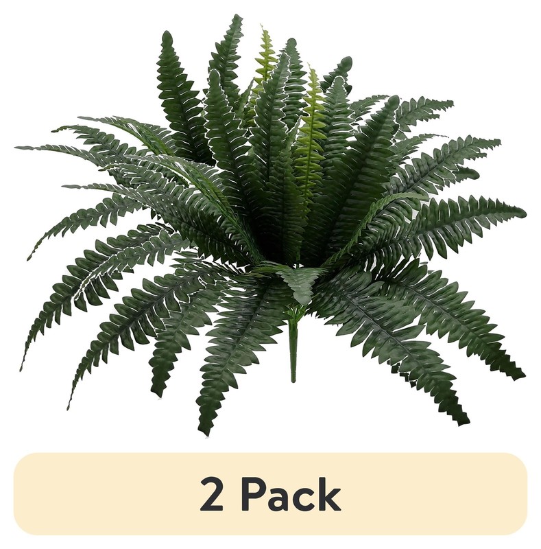 (2 pack 21in Indoor Artificial Plant Fern Bush Green Color. Indoor Use. Not in