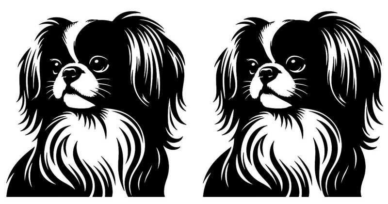 Japanese Chin Two 5″ Black Vinyl Decal Car Truck Windows Laptop Tablet Tumbler