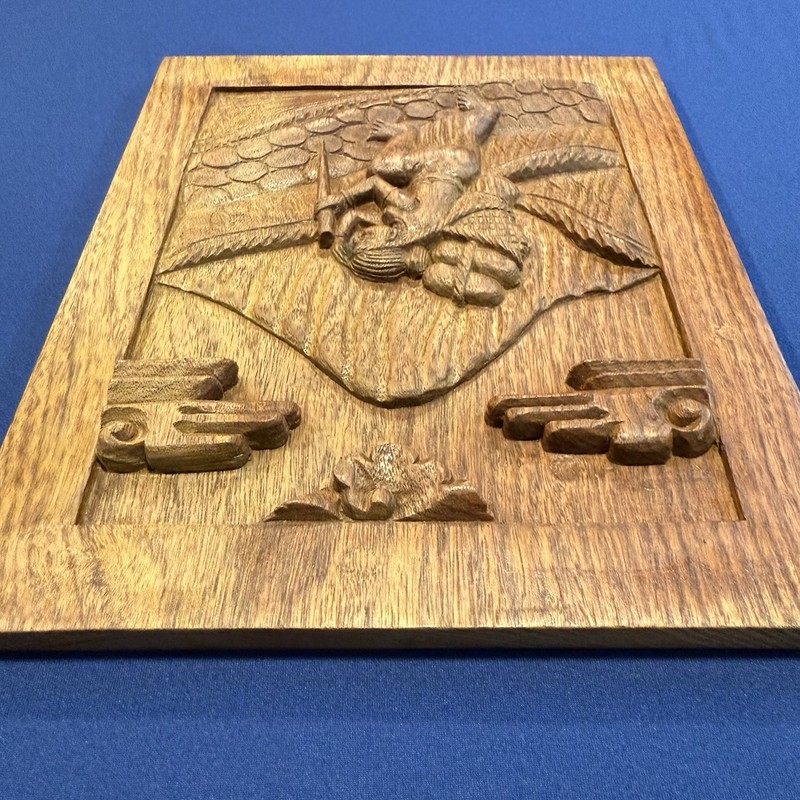 Vintage Relief Wood Carving Art Panel Set of 2 WallMounted Traditional Craft 80s gallery