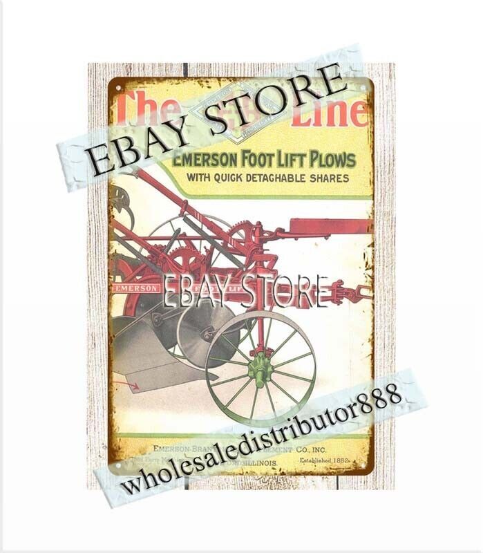 art posters 1900s Emerson Brantingham Foot Lift Plows farm ranch metal tin sign
