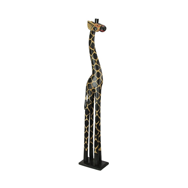 36 Inch Hand Carved Wooden Giraffe Sculpture Safari Home Decor Figurine Statue