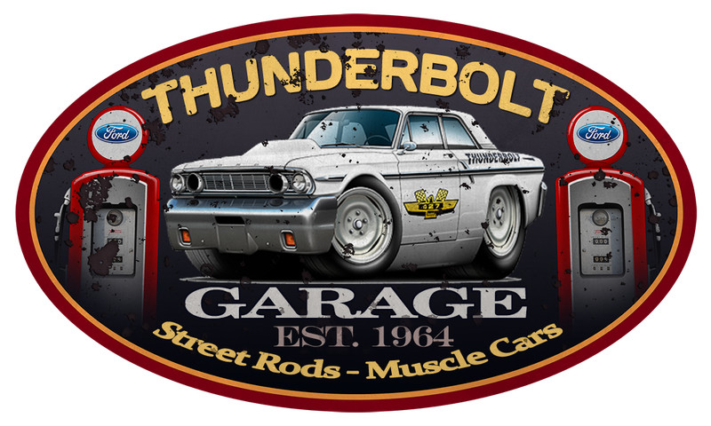 1964 Ford Thunderbolt Fairlane Garage Sign Wall Art Graphic Sticker