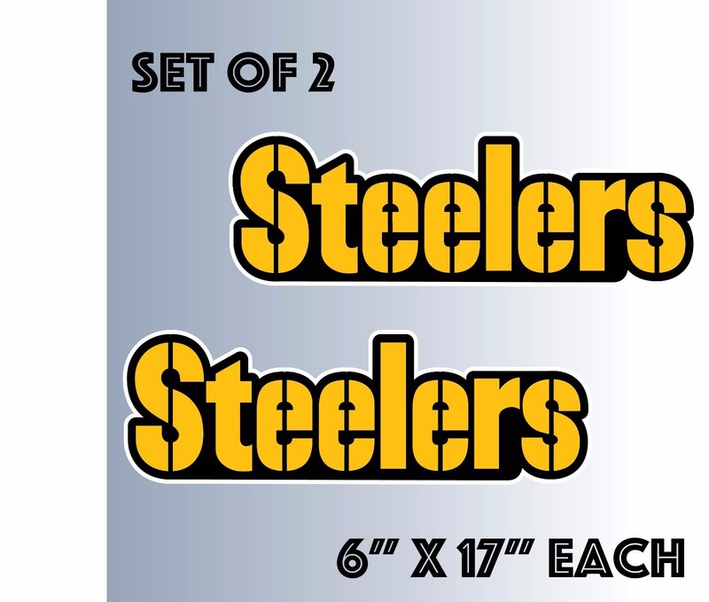 Pittsburgh Steelers Vinyl Sticker Decal Cornhole Set of 2 (6″x17″)