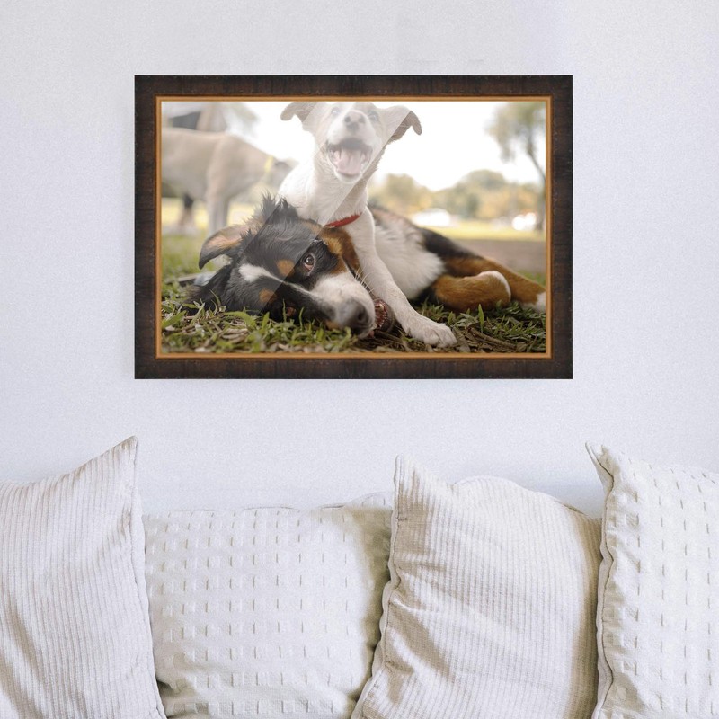 5x30 In Rustic Brown with Gold Real Wood Picture Frame Width 1.25 inches | Inter gallery