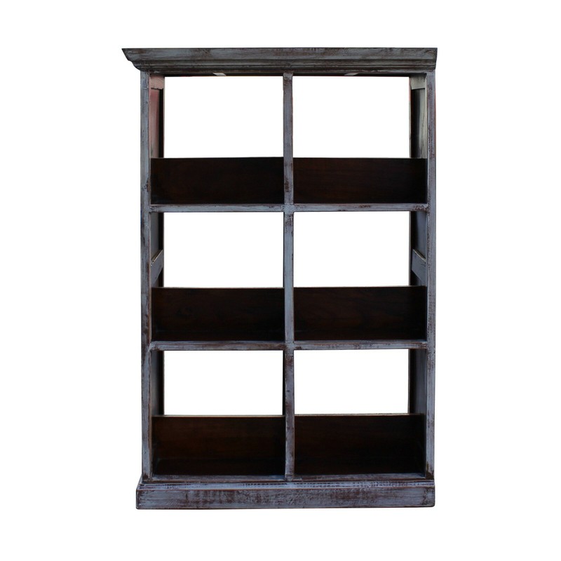 Distressed Cream Gray White Wood Small Table Top Curio Display Stand ws726