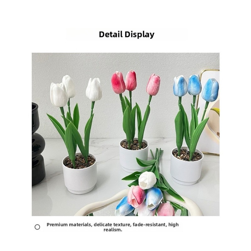 Plastic PVC Artificial Tulip Nordic Design Potted Plant for Photo Prop Use gallery