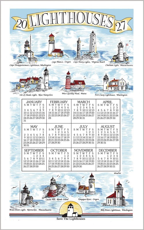 Kay Dee Calendar Towel, Lighthouses – 2027 (F3574)