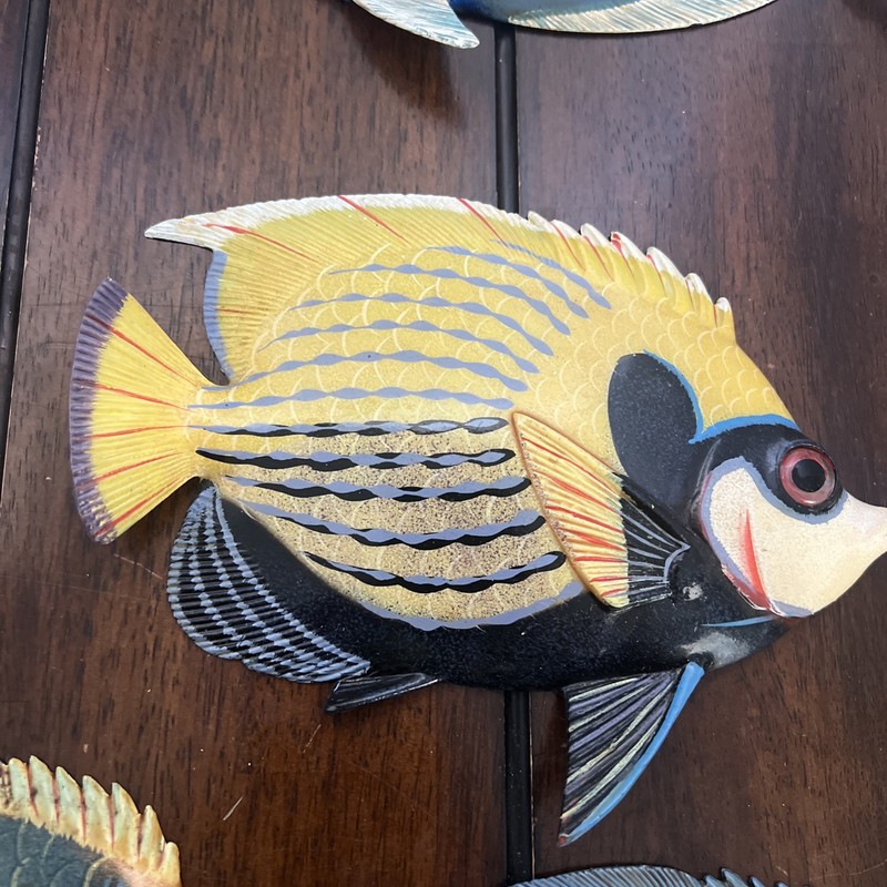 Hand Painted 6" Tropical Fish Wall Mount Decor Set of 7 Nautical Home Decor gallery