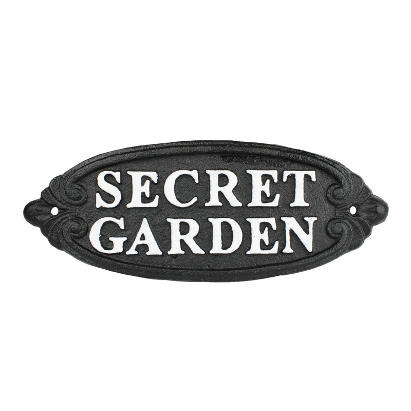Secret Garden Cast Iron Sign Greenhouse Patio Porch Wall Decor Black 9.25 inch