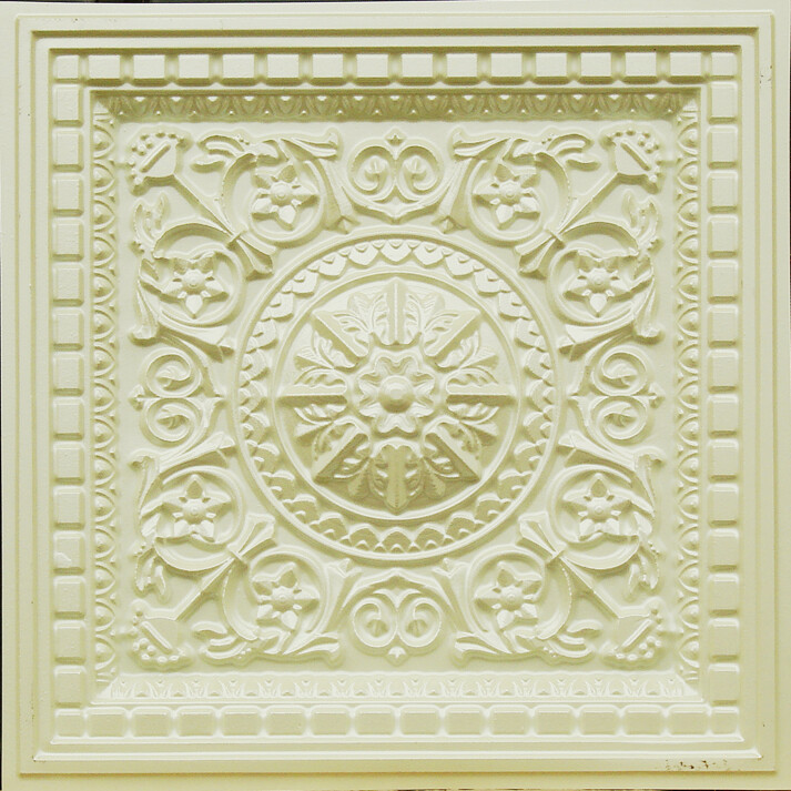 3D Tin Look D1215 Cream Pearl PVC Drop In Ceiling Tiles 2×2 Lot of 25 Pcs