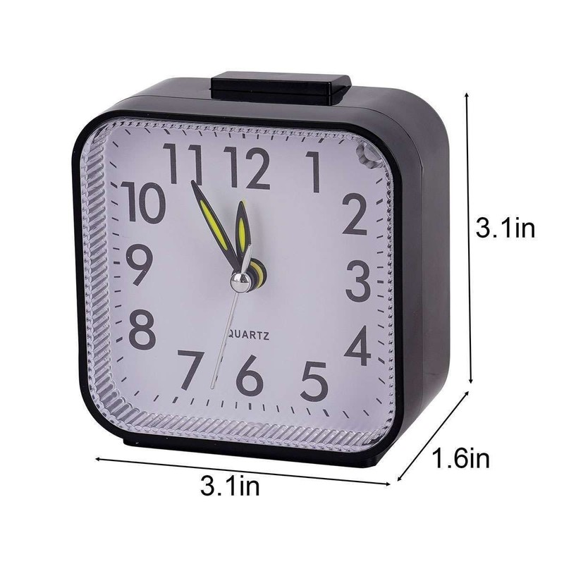 LED Desk Alarm Clock Nightlight Snooze Quiet Battery Powered Bedroom Non Ticking