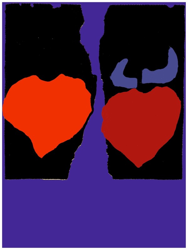 2094.Two red hearts painting cerebral Poster.Wall Decorative Art.Designer Decor