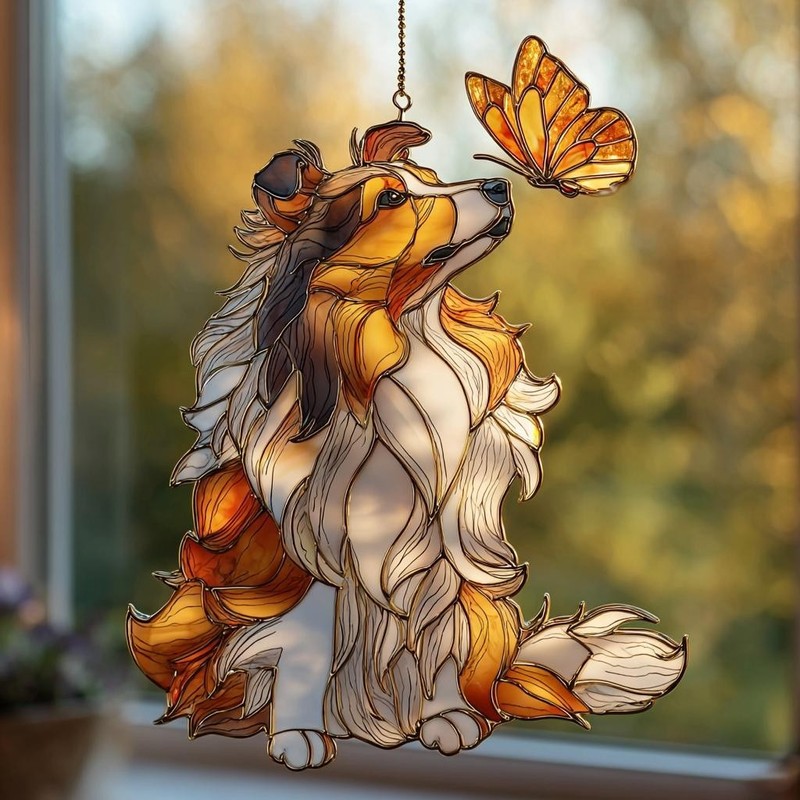 Sheltie Acrylic Suncatcher, Dog Memorial Gift for Shetland Sheepdog Lovers