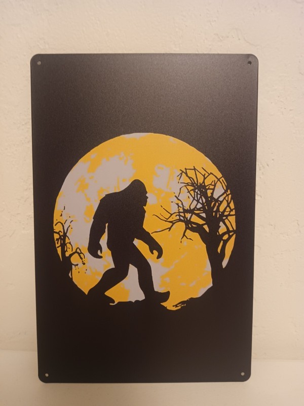 Bigfoot Sasquatch Yeti Full Moon Night 2 Thumbs Up Tin Sign 8″X12″ New Myth
