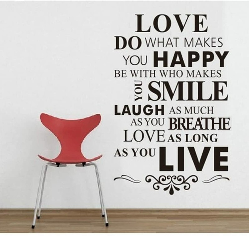 Happy Live Laugh Love Smile Vinyl Wall Art Inspirational Quotes Saying Art Decal