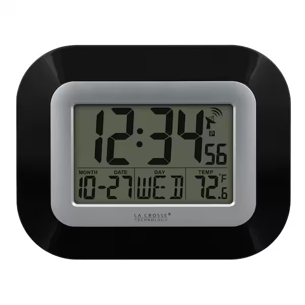 Manufacturer Varies Atomic Digital Wall Clock w Indoor Temp WT-8005U-B-INT