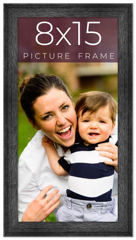 8×15 Frame Black Real Wood Picture Frame Width 1.5 inches | Interior Frame Depth