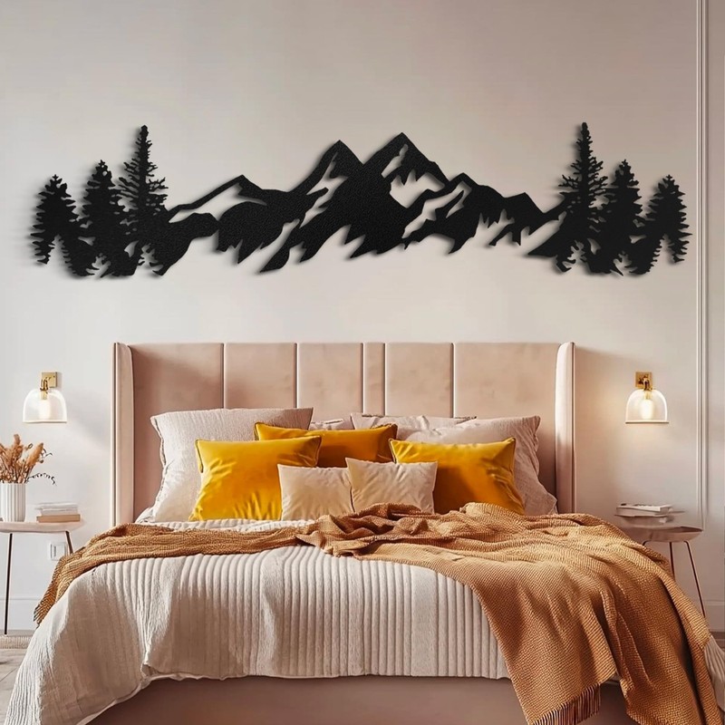 Metal Mountain Wall Art 71 Inch Long, Mountain Wall Decor, Hangings for Livin…