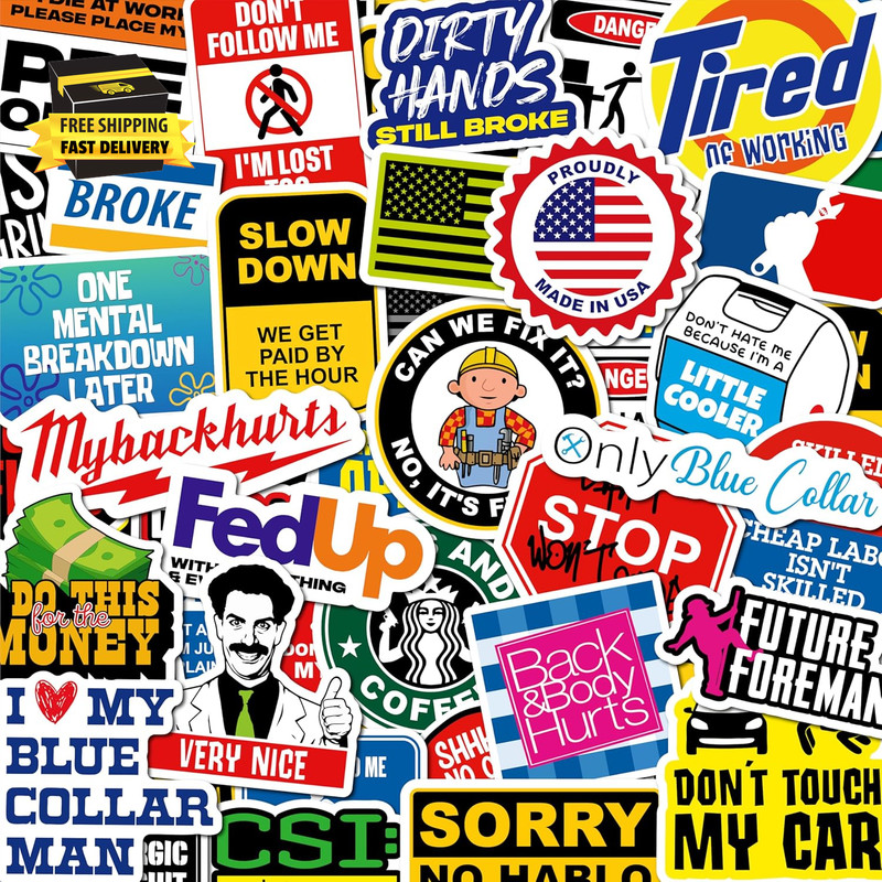 200 PCS Hard Hat Stickers for Adults (No Duplicates) Sarcastic, Meme, & Funny St