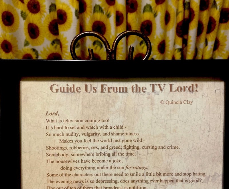 “Guide Us From The TV Lord” fun poetic wall art, Black 8x10 Vertical Frame gallery