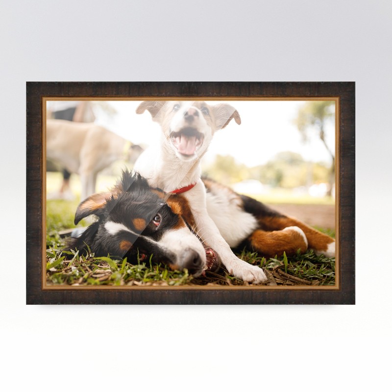 5x30 In Rustic Brown with Gold Real Wood Picture Frame Width 1.25 inches | Inter gallery