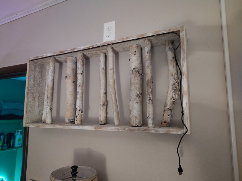 17″Height X 38 “Length X 6 “Width – Birch Log Wall Art With Led Lights& Remote