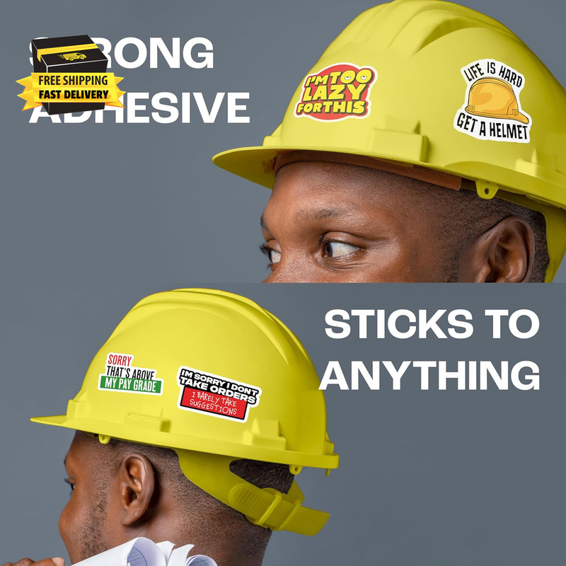200 PCS Hard Hat Stickers for Adults (No Duplicates) Sarcastic, Meme, & Funny St gallery